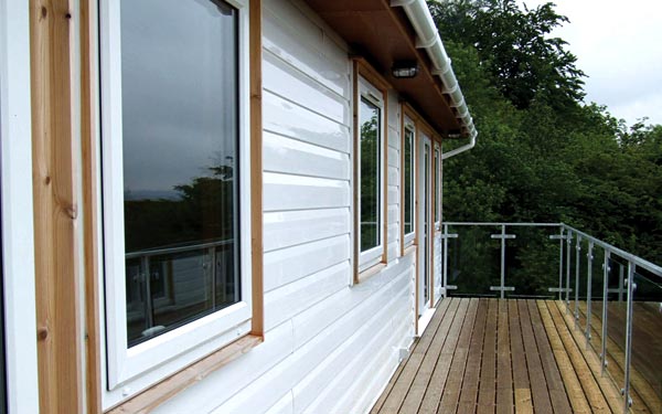 White cladding installed on the exterior