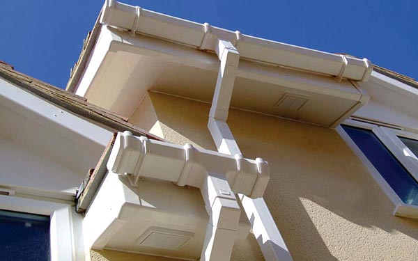 Fascias on yellow building